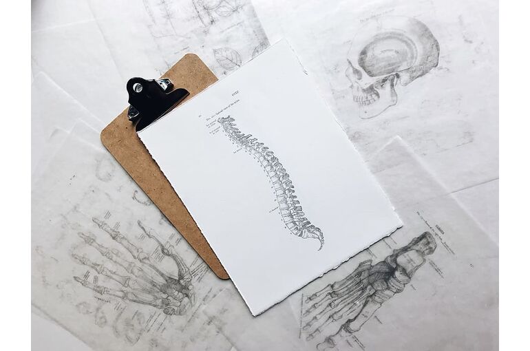 brown-and-black-clipboard-with-white-spinal-cord-print-manual